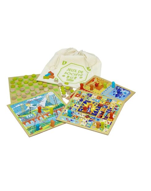 Jeux de société plateaux en bois - avec sac de rangement * HC