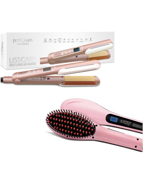Fer à lisser lisscare 35 w + brosse lissante 50 w + protection thermique 220 °c - 150 ml