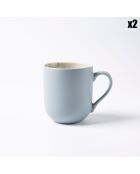 2 Mugs en Grès Réactif Iris bleu/gris - 440 ml