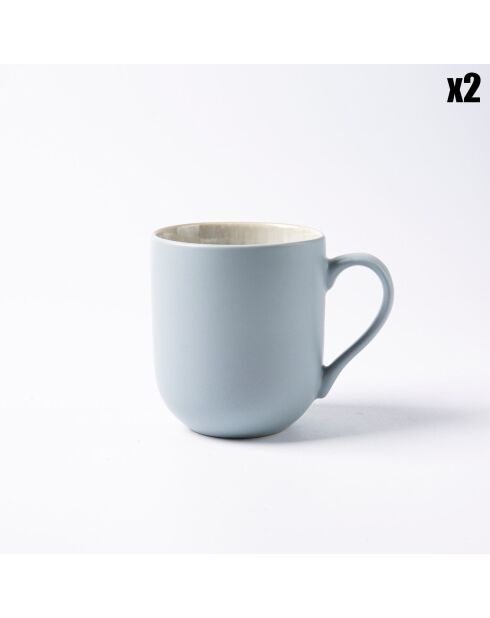 2 Mugs en Grès Réactif Iris bleu/gris - 440 ml