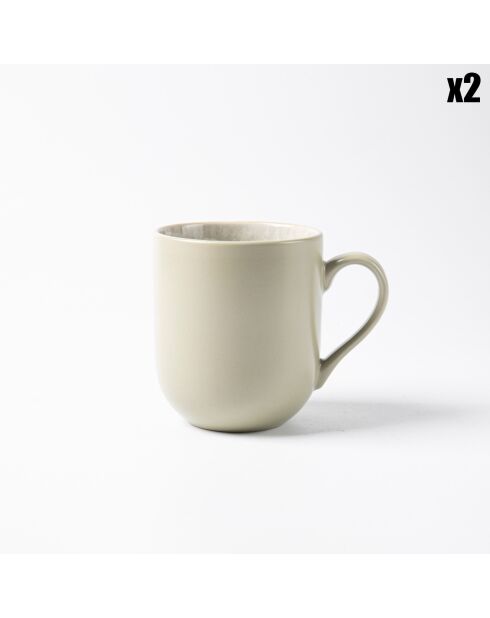 2 Mugs en Grès Réactif Iris verts - 440 ml