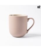 2 Mugs en Grès Réactif Iris taupe - 440 ml