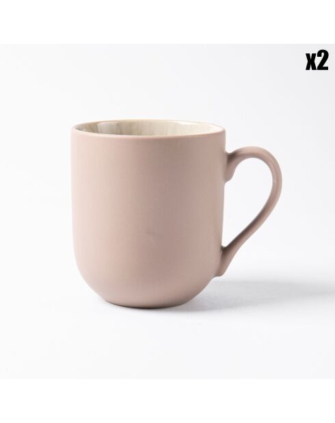 2 Mugs en Grès Réactif Iris taupe - 440 ml