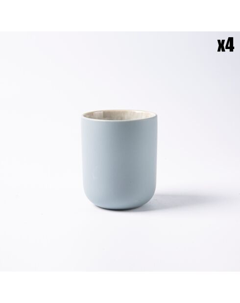 4 Tasses en Grès Réactif Iris bleu/gris - 290 ml