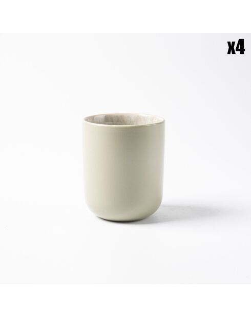 4 Tasses en Grès Réactif Iris vertes - 290 ml