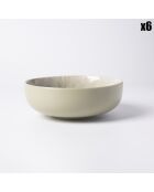 6 Bols en Grès Réactif Iris verts - D.16 cm