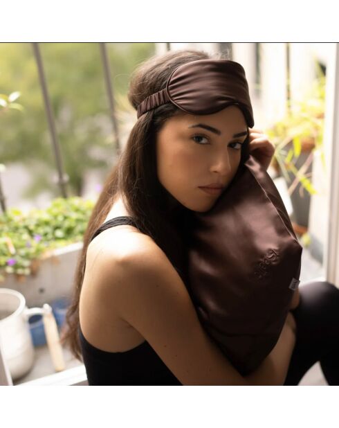 Masque de sommeil 100% Soie Bio marron foncé