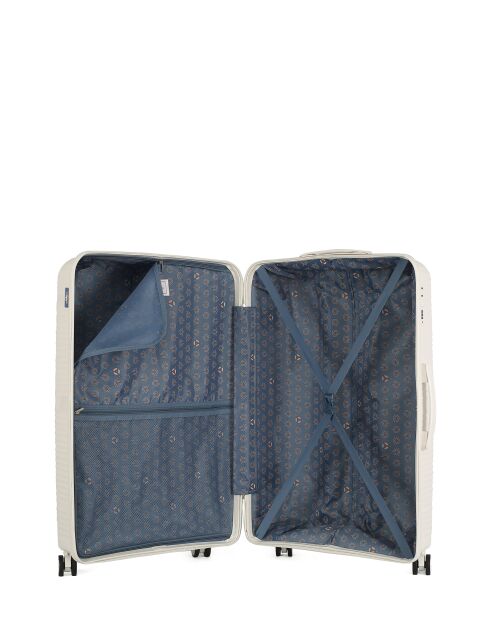 2 valigie grandi a forma di centauro bianco e valigia da weekend