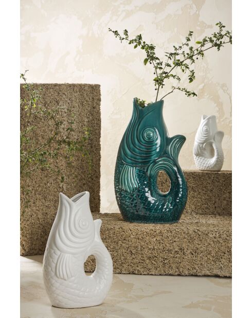 Vase Poisson Mer Blanc - 20x13xh30 cm
