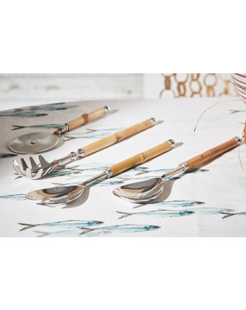 Mantel River blanco/verde - 160x160 cm