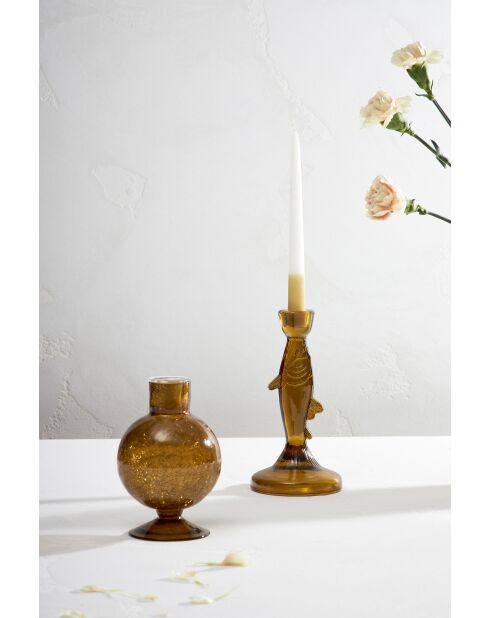 Bougeoir poisson oanez ambre - h20cm