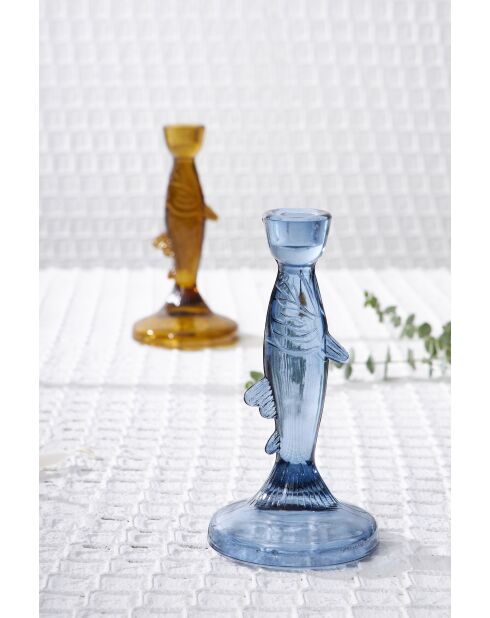 Portacandele Oanez Blue Fish - H20 cm