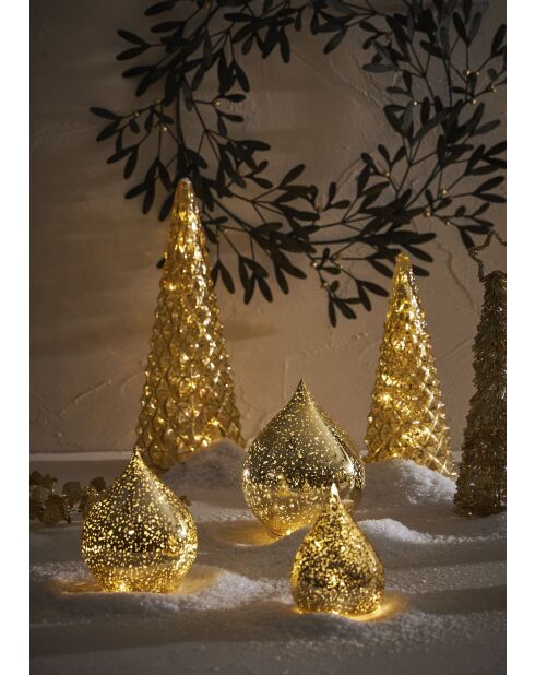 Décoration LED Goutte Avalu dorée - H13 cm