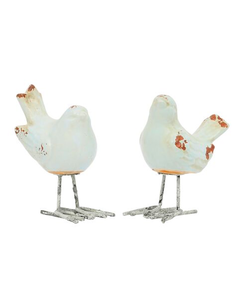 Décoration Oiseau 2ass blanc -  12.5x14.5 cm