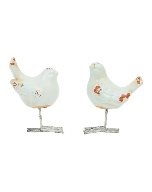 Décoration Oiseau 2ass blanc -  12.5x14.5 cm