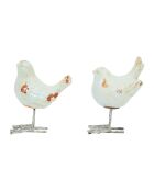 Décoration Oiseau 2ass blanc -  12.5x14.5 cm