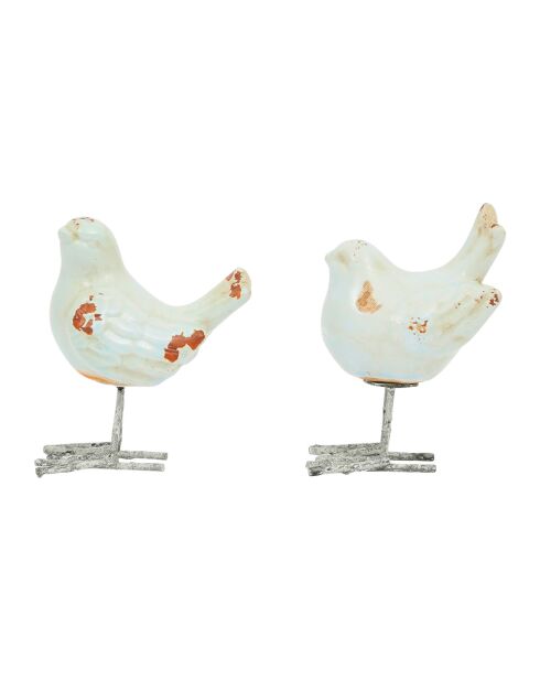 Décoration Oiseau 2ass blanc -  12.5x14.5 cm