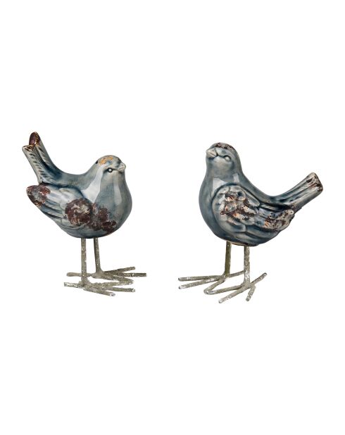 Décoration 2 Ass Oiseau  - 12x8xh14 cm