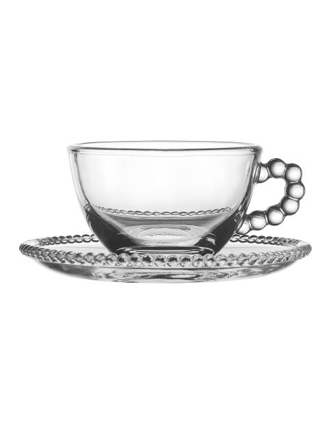 Tasse à Thé et soucoupe en verre Perle - 18 cl