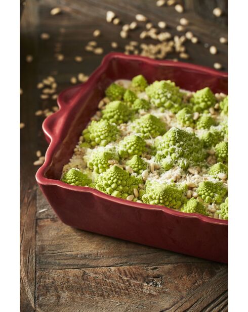 Plat four rectangulaire feston carré - 26x18cm