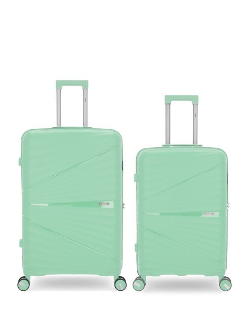 2 grote en middelgrote harde koffers Vela lichtgroen