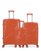Lot De 3 Valises Rigides Grand Format, Taille Moyenne Et Cabine Xs Lyra Orange