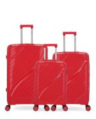 Lot De 3 Valises Rigides Grand Format, Taille Moyenne Et Cabine Lyra Rouge