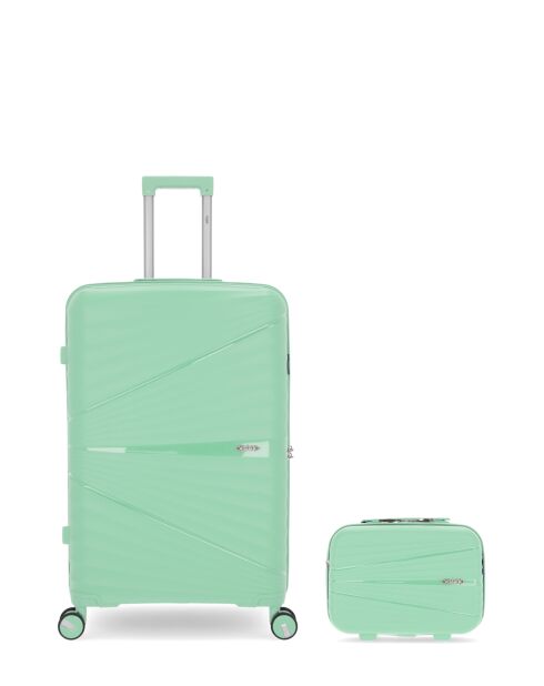 Großer Hartschalenkoffer und großer Waschtisch Vela hellgrün