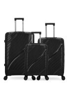 3 großformatige Hartschalenkoffer, mittelgroß und schwarze Lyra-Kabine