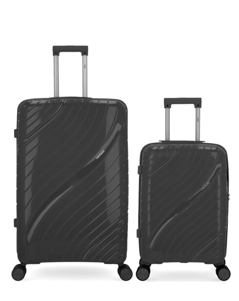 Lot De 2 Valises Rigides Grand Format Et Cabine Lyra Gris Fonce