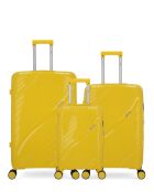 Lot De 3 Valises Rigides Grand Format, Taille Moyenne Et Cabine Xs Lyra Jaune