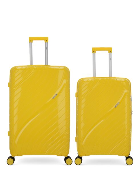 2 valigie rigide Lyra gialle di grandi e medie dimensioni