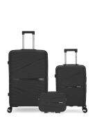 Lot De 3 Valises Rigides Grand Format, Cabine Et Grand Vanity Vela Gris Fonce