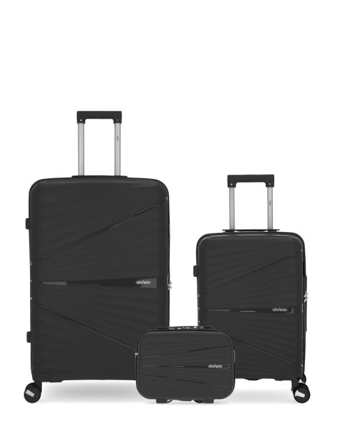 Lot De 3 Valises Rigides Grand Format, Cabine Et Grand Vanity Vela Gris Fonce