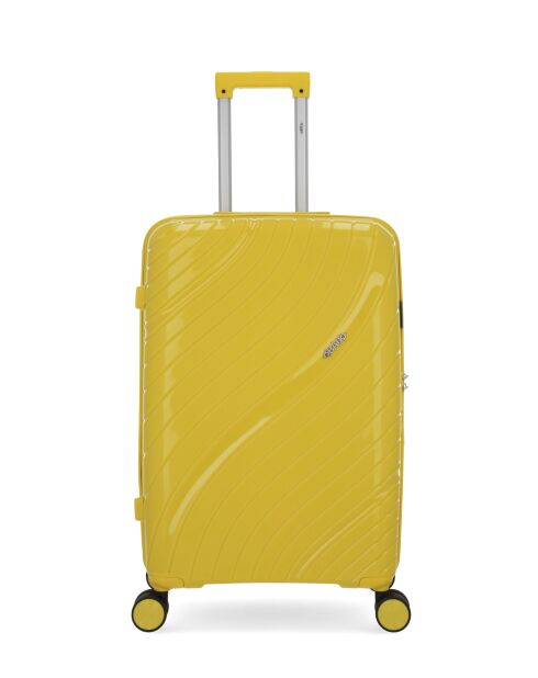 2 valigie rigide di medie dimensioni gialle e cabina XS Lyra