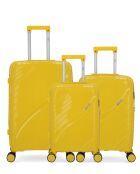3 valigie rigide di medie dimensioni, cabina e cabina XS Lyra gialle