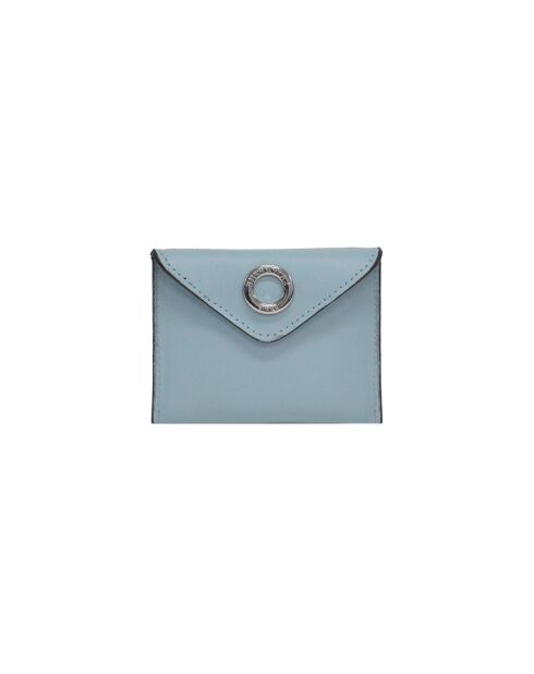Pochette en cuir de vachette Glamour Bleu ciel - 11x8 cm