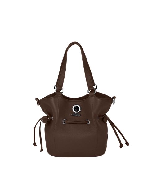 Sac porté épaule en Cuir Paris marron - 23x24x12 cm