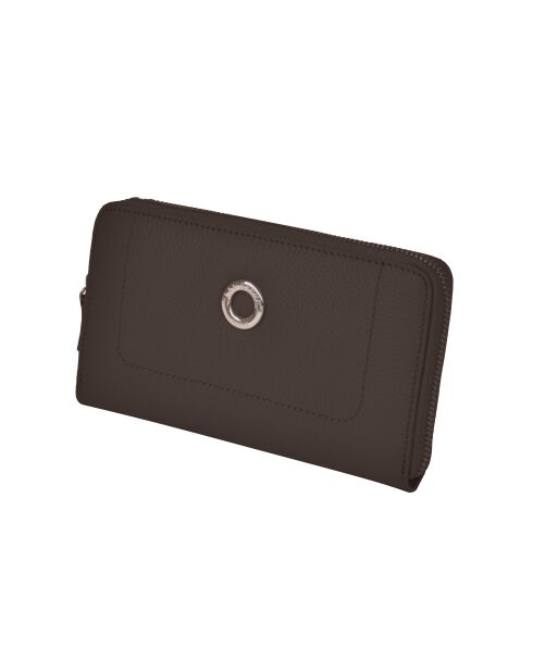 Portefeuille en cuir Paris Marron - 19x11 cm