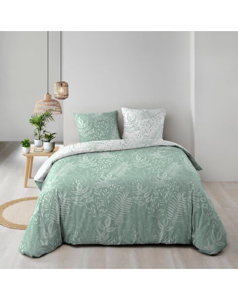 Parure housse de couette imprimée Cassia sauge
