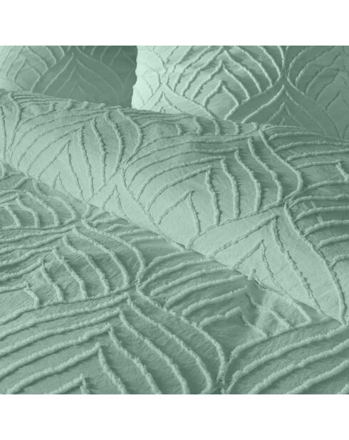 Parure housse de couette microfibre unie tuftée Heltie sauge