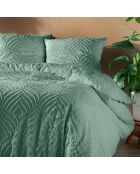 Parure housse de couette microfibre unie tuftée Heltie sauge