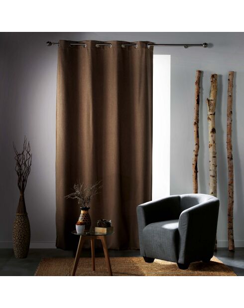 Rideau à Oeillets (135 x 240 cm) Tramina Noisette, Occultant Tissé