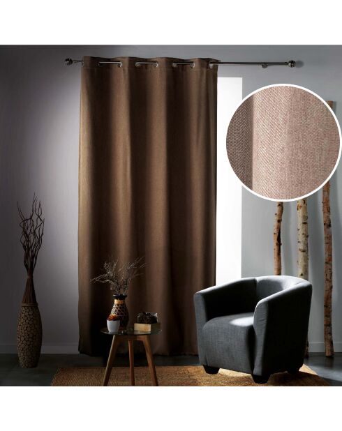 Rideau à Oeillets (135 x 240 cm) Tramina Noisette, Occultant Tissé
