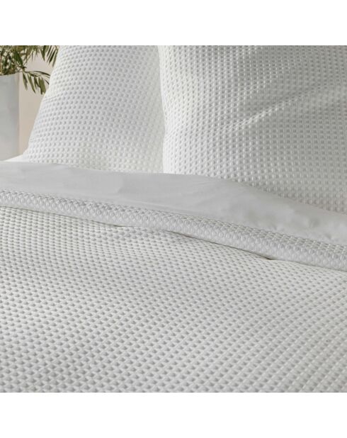 Parure 3 Pièces Abelia Blanc, Microfibre Gaufrée