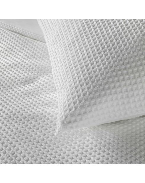 Parure housse de couette microfibre gaufrée Abelia blanche