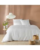 Parure 3 Pièces Abelia Blanc, Microfibre Gaufrée
