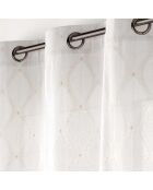 Rideau à oeillets imprimé metallisé Maho blanc - 140x240 cm