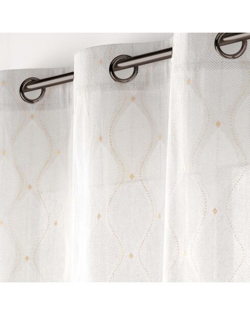 Rideau à oeillets imprimé metallisé Maho blanc - 140x240 cm