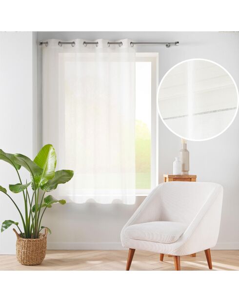 Rideau à œillets voile tissé Carlin naturel - 140x180 cm